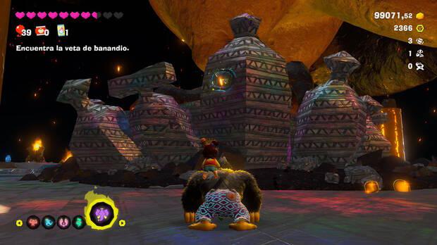 Donkey Kong Bananza - Ubicación del fósil Barril de 8 bits 04 en Centro del planeta