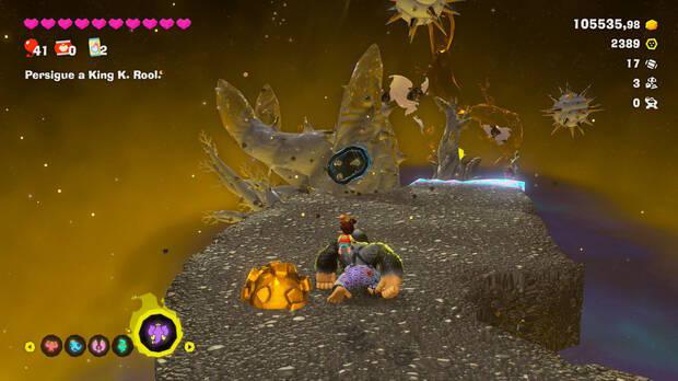 Donkey Kong Bananza - Ubicación del fósil Barril de 8 bits 18 en Centro del planeta