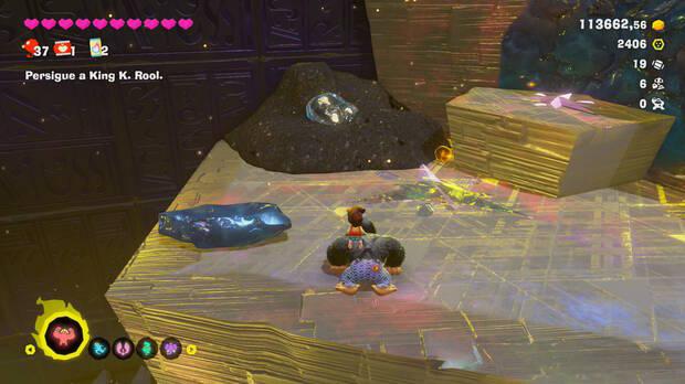 Donkey Kong Bananza - Ubicación del fósil Barril de 8 bits 20 en Centro del planeta