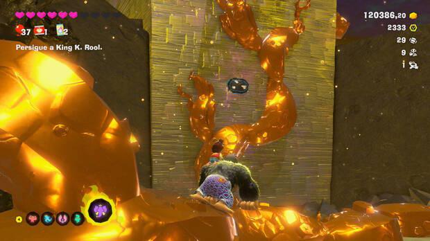 Donkey Kong Bananza - Ubicación del fósil Barril de 8 bits 30 en Centro del planeta