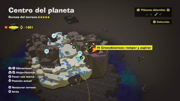 Donkey Kong Bananza - Localización en el mapa del plátano 05 en Centro del planeta