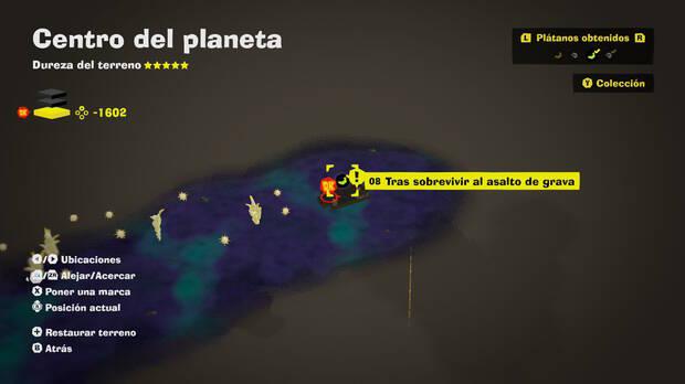 Donkey Kong Bananza - Localización en el mapa del plátano 08 en Centro del planeta