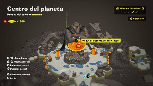 Donkey Kong Bananza - Localización en el mapa del plátano 03 en Centro del planeta