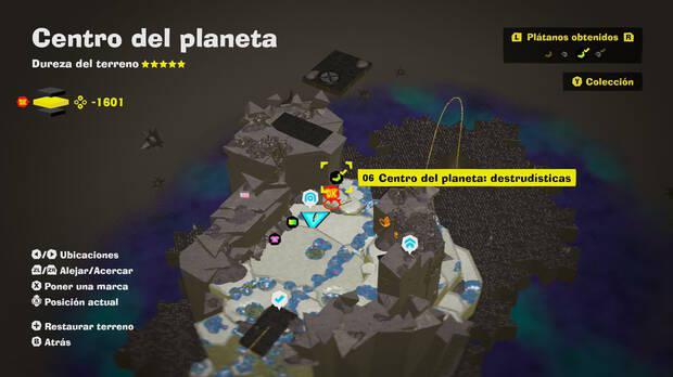 Donkey Kong Bananza - Localización en el mapa del plátano 06 en Centro del planeta