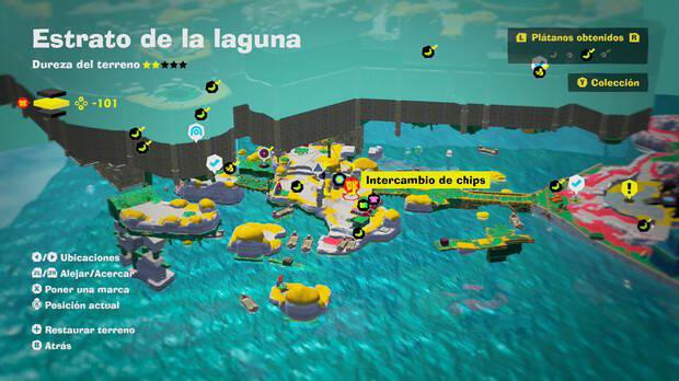 Donkey Kong Bananza - Localizacin en el mapa del pltano 25 en Estrato de la laguna