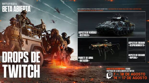 Twitch Drops de la beta abierta de Battlefield 6