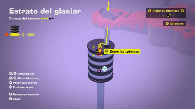 Donkey Kong Bananza - Localización en el mapa del plátano 87 en Estrato del glaciar