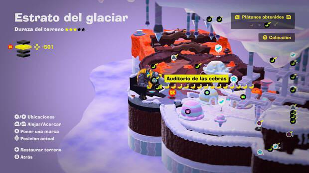 Donkey Kong Bananza - Localización en el mapa del plátano 62 en Estrato del glaciar