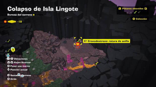 Donkey Kong Bananza - Localización en el mapa del plátano 07 en Colapso de Isla Lingote