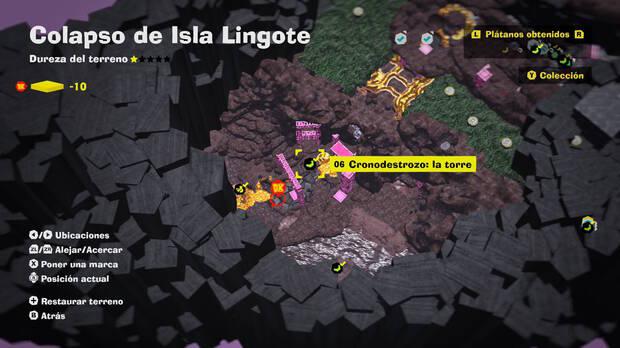 Donkey Kong Bananza - Localización en el mapa del plátano 06 en Colapso de Isla Lingote