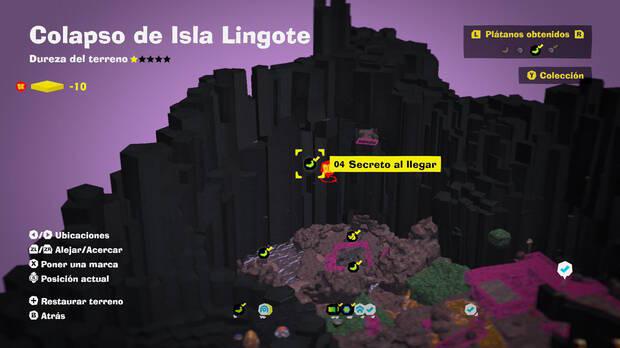 Donkey Kong Bananza - Localización en el mapa del plátano 04 en Colapso de Isla Lingote