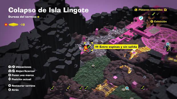 Donkey Kong Bananza - Localización en el mapa del plátano 08 en Colapso de Isla Lingote