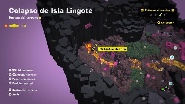 Donkey Kong Bananza - Localización en el mapa del plátano 05 en Colapso de Isla Lingote