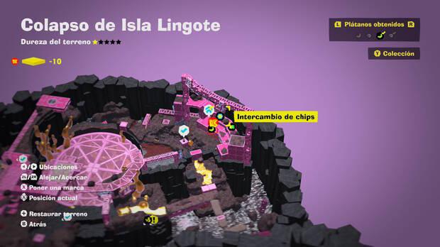 Donkey Kong Bananza - Localización en el mapa del plátano 36 en Colapso de Isla Lingote