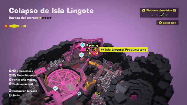 Donkey Kong Bananza - Localización en el mapa del plátano 19 en Colapso de Isla Lingote
