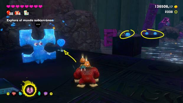 Donkey Kong Bananza - Ubicación del plátano 09 en Colapso de Isla Lingote