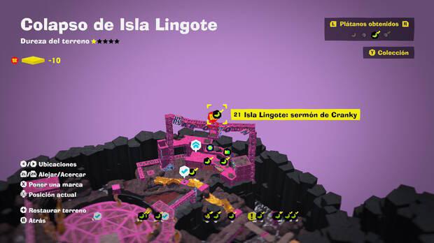 Donkey Kong Bananza - Localización en el mapa del plátano 21 en Colapso de Isla Lingote