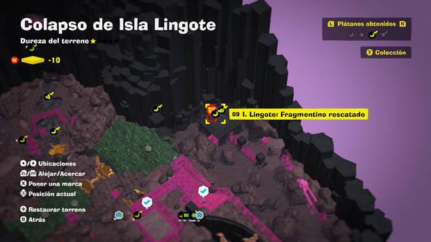 Donkey Kong Bananza - Localización en el mapa del plátano 09 en Colapso de Isla Lingote