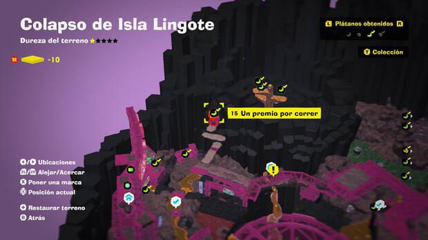 Donkey Kong Bananza - Localización en el mapa del plátano 15 en Colapso de Isla Lingote