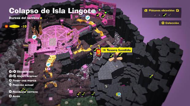 Donkey Kong Bananza - Localización en el mapa del plátano 16 en Colapso de Isla Lingote