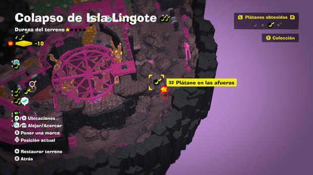 Donkey Kong Bananza - Localización en el mapa del plátano 32 en Colapso de Isla Lingote