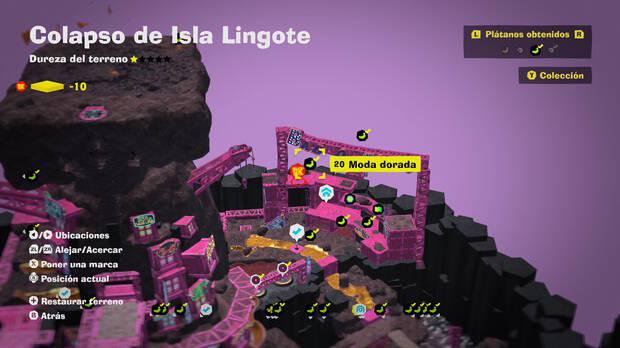 Donkey Kong Bananza - Localización en el mapa del plátano 20 en Colapso de Isla Lingote