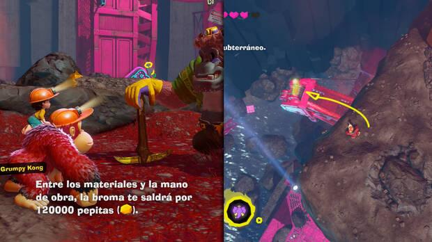 Donkey Kong Bananza - Ubicación del plátano 34 en Colapso de Isla Lingote