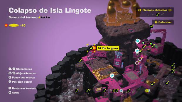 Donkey Kong Bananza - Localización en el mapa del plátano 34 en Colapso de Isla Lingote