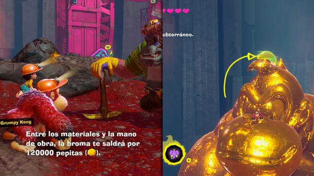 Donkey Kong Bananza - Ubicación del plátano 35 en Colapso de Isla Lingote