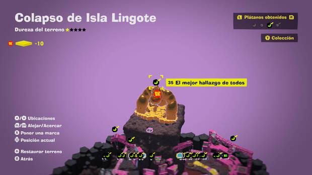 Donkey Kong Bananza - Localización en el mapa del plátano 35 en Colapso de Isla Lingote