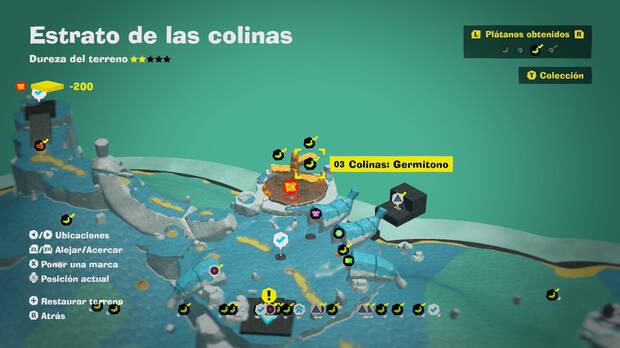 Donkey Kong Bananza - Localizacin en el mapa del pltano 03 en Estrato de las colinas