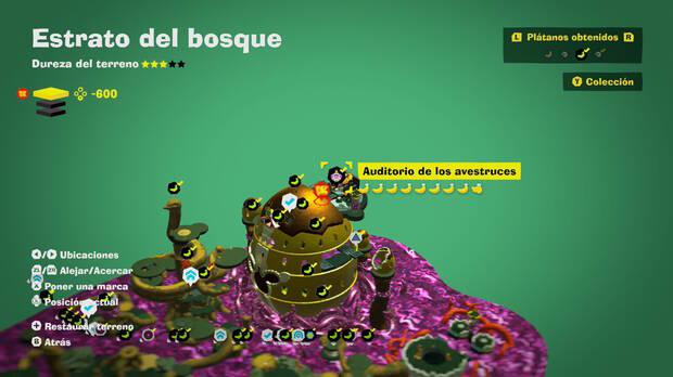 Donkey Kong Bananza - Localización en el mapa del plátano 39 en Estrato del bosque
