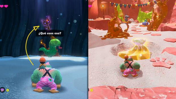 Donkey Kong Bananza - Ubicación del plátano 01 en Estrato del festín