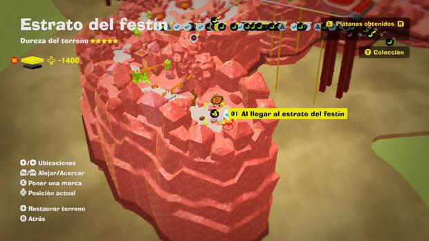 Donkey Kong Bananza - Localización en el mapa del plátano 01 en Estrato del festín