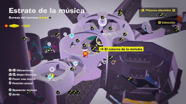 Donkey Kong Bananza - Localización en el mapa del plátano 16 en Estrato de la música