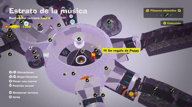 Donkey Kong Bananza - Localización en el mapa del plátano 28 en Estrato de la música