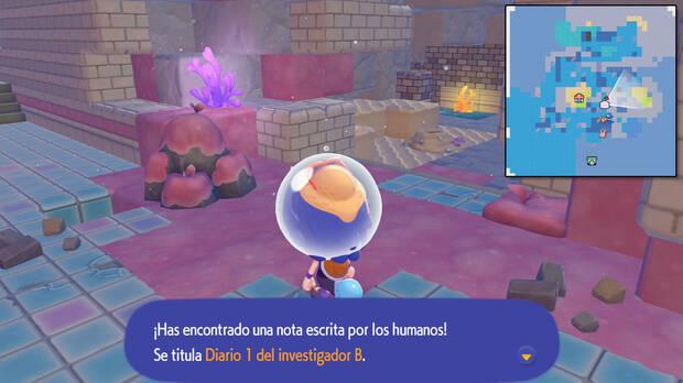 Pokémon Pokopia DLC 1 Cuenca Coralina - Localización de la nota coleccionable Diario 1 del investigador B