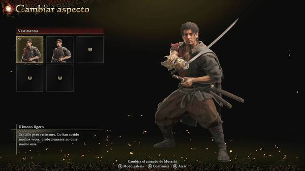 Onimusha: Way of the Sword - Vestimentas; Kimono ligero en el menú de Vestimentas