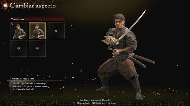 Onimusha: Way of the Sword - Vestimentas; Atuendo: faja tasuki en el menú de Vestimentas