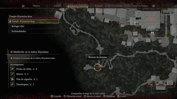 Onimusha: Way of the Sword - Maldici�n en la ladera Kiyomizu; barrera de miasma de la zona suroeste de Kiyomizu-dera