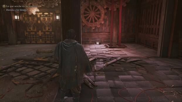 Onimusha: Way of the Sword - Lo que acecha en las sombras; cuerdas que mantienen bloqueada una de las puertas del Taller subterr�neo