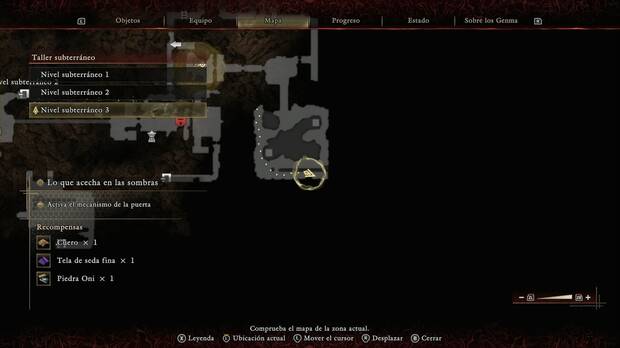 Onimusha: Way of the Sword - Lo que acecha en las sombras; ba�l con materiales en la zona m�s al sudeste del nivel 3 del Taller subterr�neo