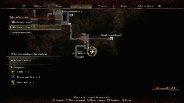 Onimusha: Way of the Sword - Lo que acecha en las sombras; ubicaci�n del glifo oni de la esquina sudeste del nivel 3 del taller subterr�neo