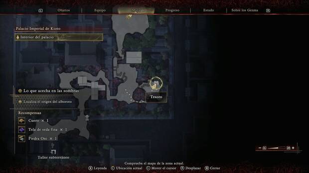 Onimusha: Way of the Sword - Lo que acecha en las sombras; ubicaci�n del tesoro de la zona nordeste del Palacio Imperial de Kioto