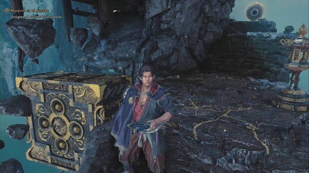 Onimusha: Way of the Sword - Portales Oni, bloque bajo las ruinas de la zona del segundo portal Oni.