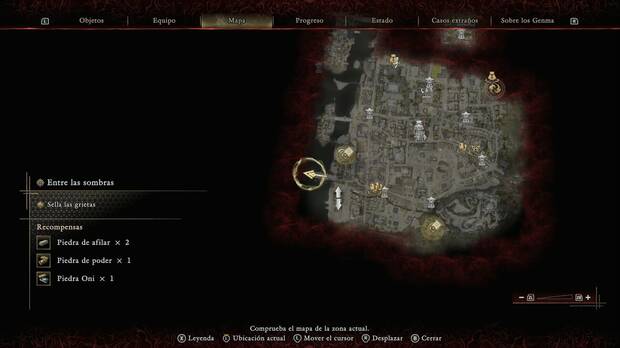 Onimusha: Way of the Sword - Entre las sombras; ubicaci�n del glifo del puente del combate con Benkei
