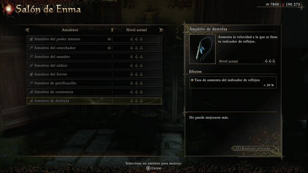 Onimusha: Way of the Sword - Amuletos, Amuleto de destreza