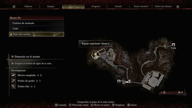 Onimusha: Way of the Sword - Demonio en el monte; ubicaci�n de espejo Gruta I al final del Patio del castillo