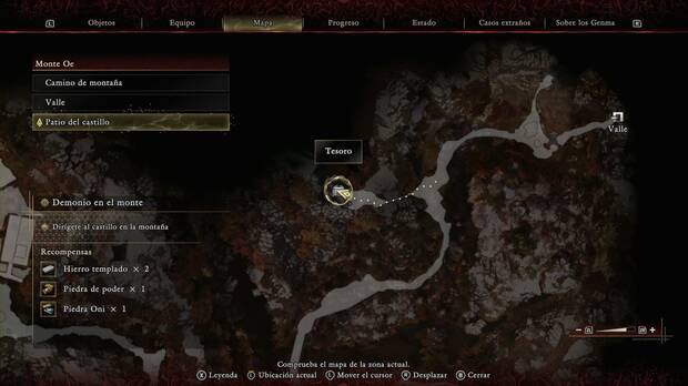Onimusha: Way of the Sword - Demonio en el monte; ubicaci�n del cofre de la cueva del Patio del castillo del Monte Oe que contiene El Vac�o Cegador