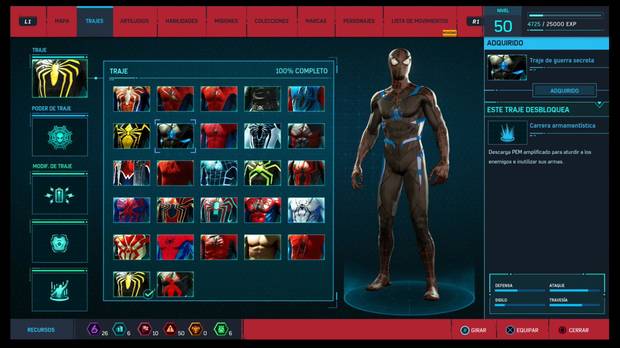 Marvel's Spider-Man - Trajes: Traje de guerra secreta